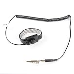 FEITA Anti Static ESD Adjustable Metal Wrist Strap Anti-Static Wristband with 8 Feet Coiled Cord - Metal Bracelet Personal Safety Protector - Black - 1 Pc