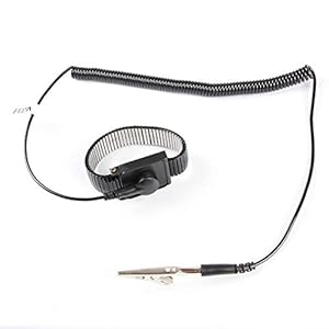 FEITA Anti Static ESD Adjustable Metal Wrist Strap – FEITA Anti-Static Wristband with 8 Feet Coiled Cord – Metal Bracelet Personal Safety Protector – Black – 1 Pc