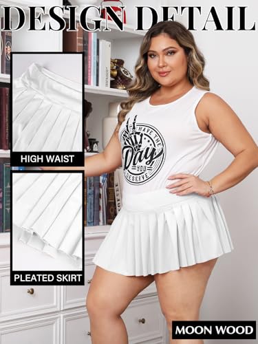 Women's Plus Size Micro Mini Pleated Skirts High Waist Short Skater Skirt Y2k Club Cheer Skirt with Shorts2