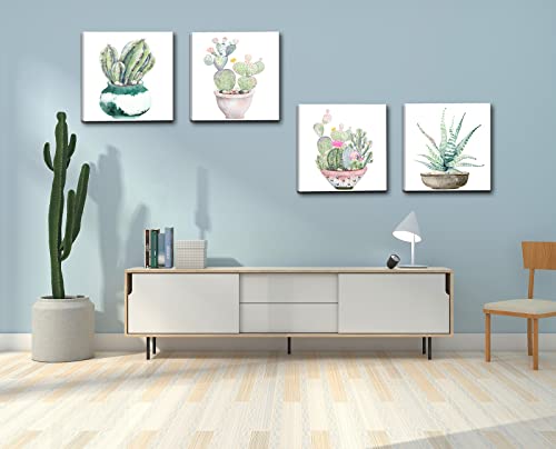 Dgbtcart Succulent Plants Bathroom Decor Wall Art, Green Cactus Pictures Canvas Print, Botanical Paintings For Bedroom Living Room Office Decoration - 12" X 12" #TOP5
