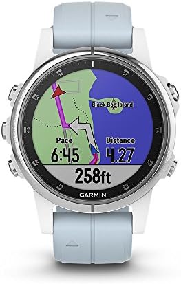 Garmin 010-01987-22 fēnix 5S Plus - Compact Multisport Smartwatch with Music, GPS, Maps, and Pay - White with Sea Foam Band, White with Sea Foam Band - 1