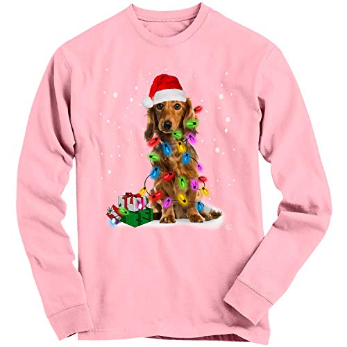 1Tee Girls Dog Covered in Christmas Lights Sweatshirt Jumper Baby Pink 9-11 Years