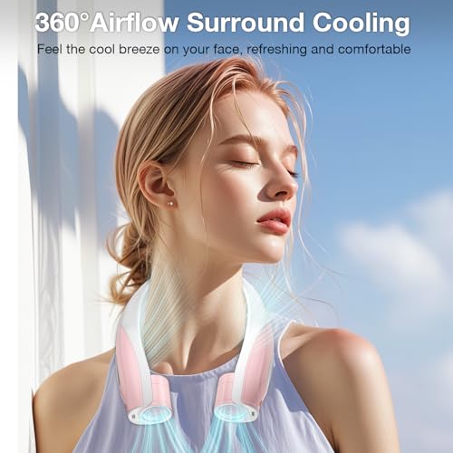 Image of Hionly AI Neck Fan, 6 Speeds Adjustable Portable Personal Fan Rechargeable, 6000 mAh Battery Faster Cooling Wearable, Ultra Quiet for Home, Office, Travel, Outdoor