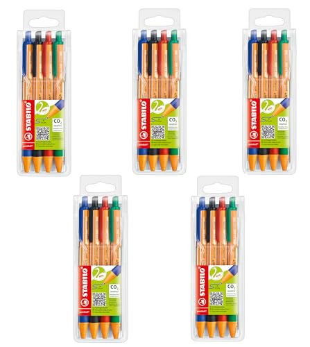 STABILO - Druck-Kugelschreiber - pointball - 5x 4er Pack - blau, schwarz, rot, grün