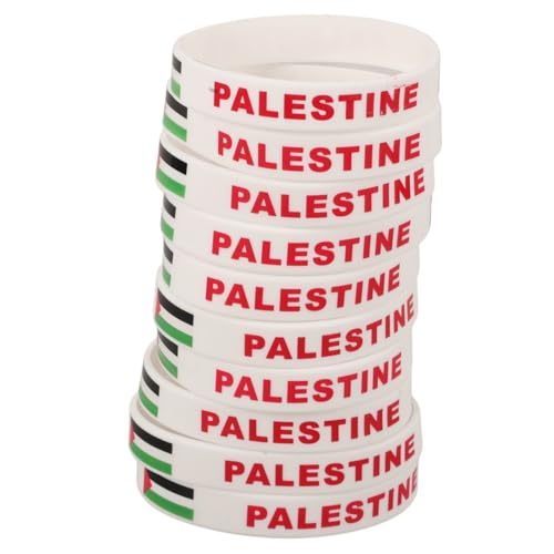 balacoo Palestine Flag Bracelets 10 pack Silicone Wristbands National Flag Bracelet for Men Women Sports Events Races Matches Patriotic Holidays