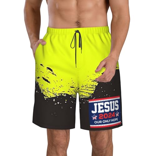 Jesus 2024 Our Only Hope Mens Swim Trunks Board Shorts Quick Dry Swim Shorts Summer Swimsuit Beach Shorts with Pockets