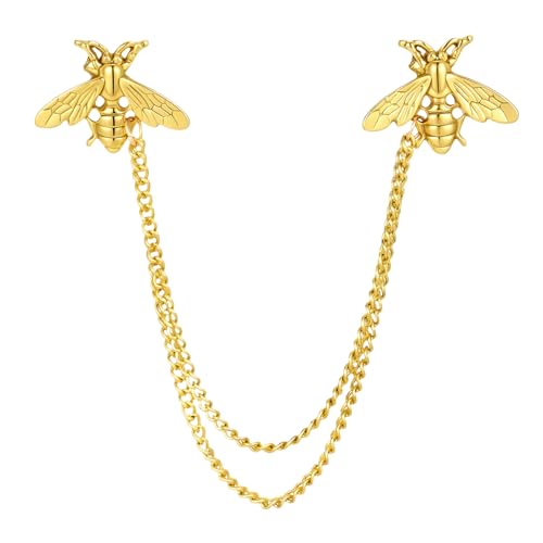 Image of Amaxiu Gold Bee Brooch with Long Chain Tassel