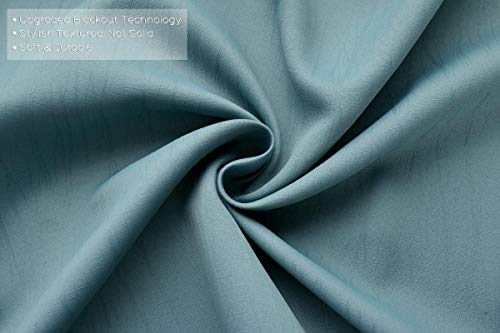 Miuco Blackout Curtains Room Darkening Curtains Textured Grommet Curtains For Window Treatment 2 Panels 52X63 Inch Long Teal #TOP2