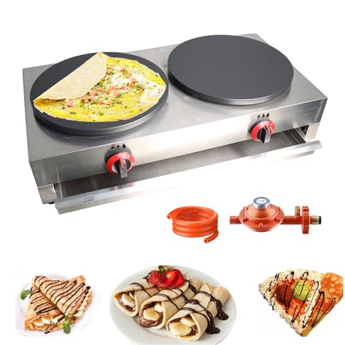 EQCOTWEA Crepe Maker, Commercial LP Gas Pancake Maker, Nonstick 15.7