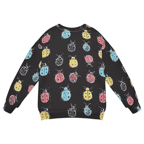 JUNZAN Cute Cartoon Ladybugs Little Kids Hooded Sweatshirt Long Sleeve Fall Tops Shirts Athletic 4T2