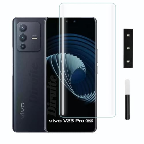 Image of Diruite Premium Tempered Glass Design for Vivo V23 Pro 5G Advanced Border Less Full Edge-To-Edge Protector UV Screen Protector and Easy Installation Kit-(Pack of 1)
