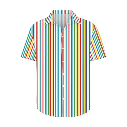 Mens Hawaiian Shirts Fashion Striped Printed Short Sleeves Lapel Summer Casual Blouse Tops Big Tall Boys Tops3