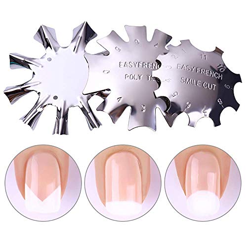 3 Pack Easy French Smile Line, Nail Art Manicure Edge Trimmer, Stainless Steel Acrylic Gel Cutter Tool Stencil Template Tips