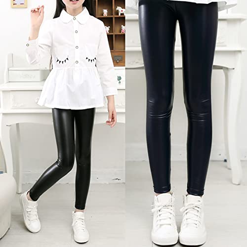 Faux Leather Leggings for Girls and Toddler High Waisted Stretch Leggings Tights Teens Skinny Toddler Fall Outfits3