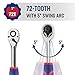 WORKPRO 1/4-Inch Drive Ratchet Wrench, 72-Tooth Reversible Ratchet, Quick-Release 1/4 Drive Ratchet Handle, CR-MO Head, Chrome Plated Finish