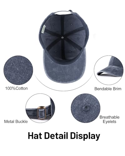 Image of XXL Baseball Cap For Big Heads, Soft Crown Washed Dad Hat, Oversized Denim Cap For Men Women Golf, Travel, Daily Wear
