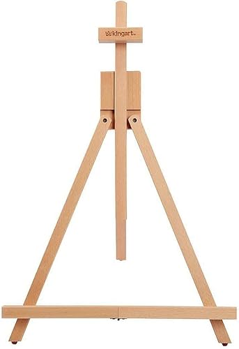 KINGART Caballete plegable de madera de 31 pulgadas de alto con marco en A, soporte de exhibición de trípode de madera de haya ajustable, soporta