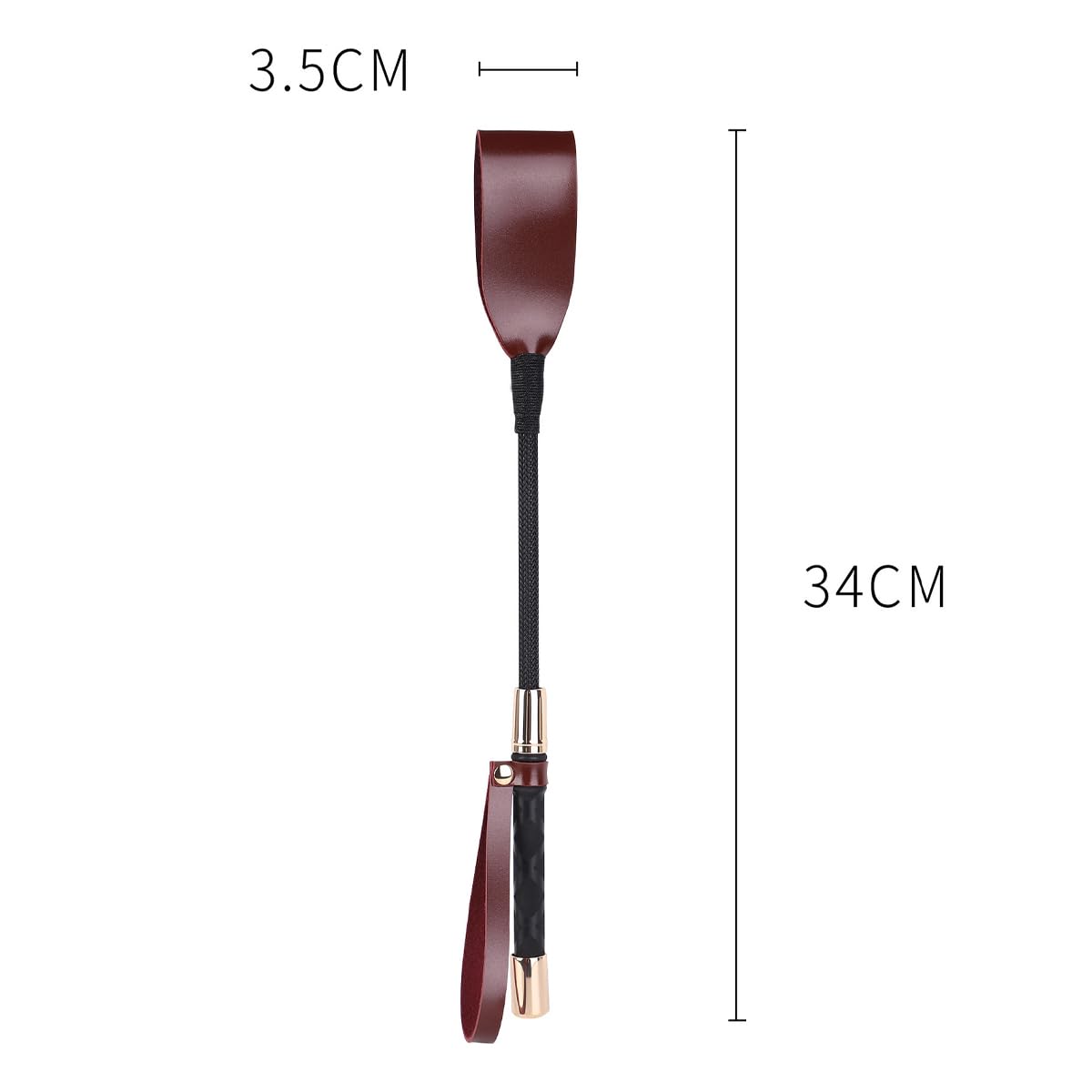 Fusta de 34 cm para caballo con mango de gel antideslizante (rojo retro)