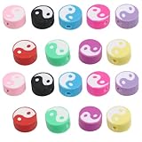 Angoily 100 piezas Cuentas Planas Yin Yang Coloridas para Pulseras y Hechas Mano Abalorios y Únicos para Joyería y Manualidades
