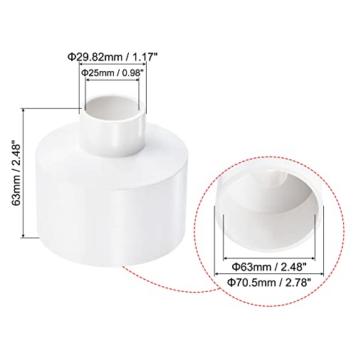 PATIKIL PVC Reducer Pipe Fitting 63mm to 25mm ID, 2 Pack Straight Coupling Adapter Connector, White - Image 2