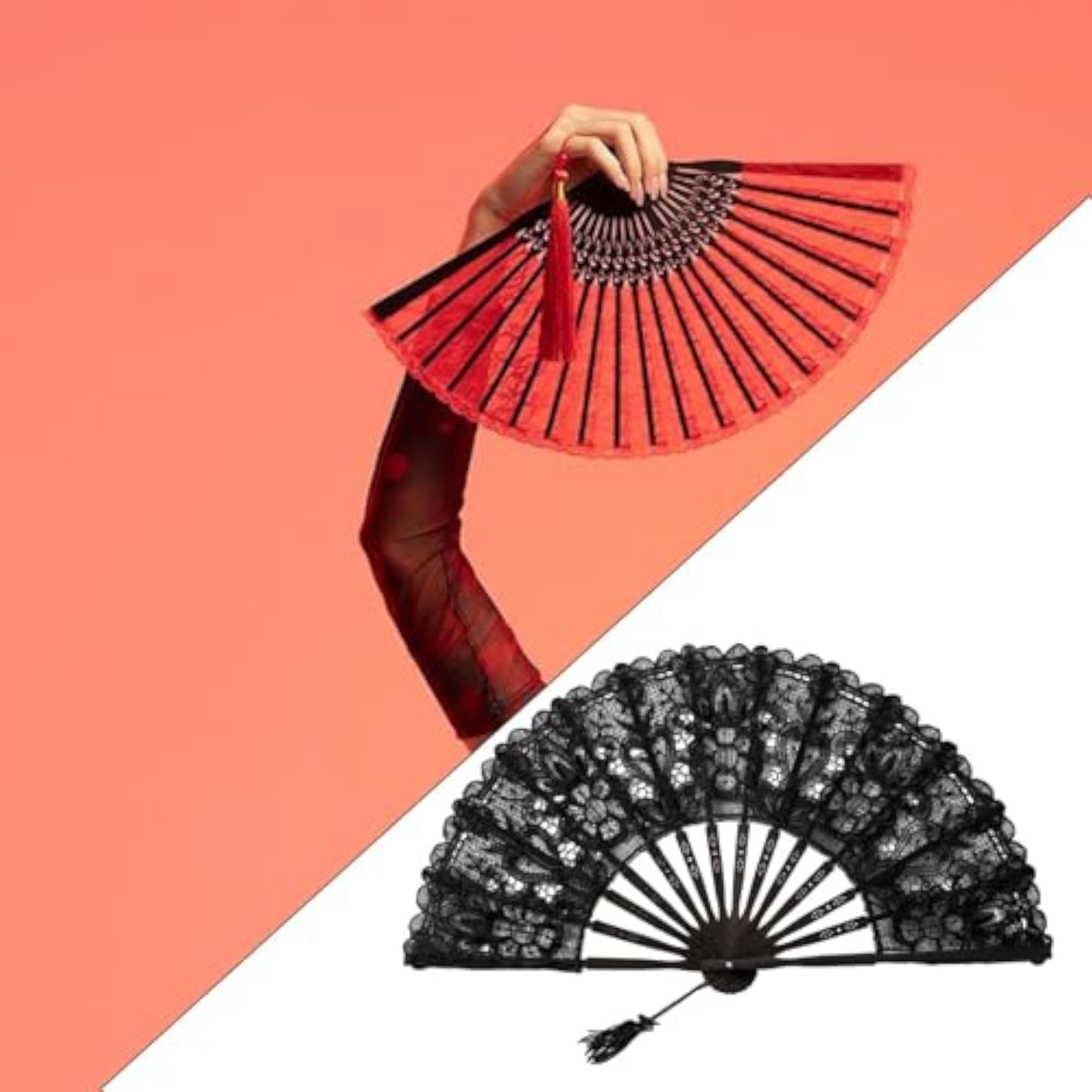 Chinese Foldable Dancing Fan for Bridal Performance, Black