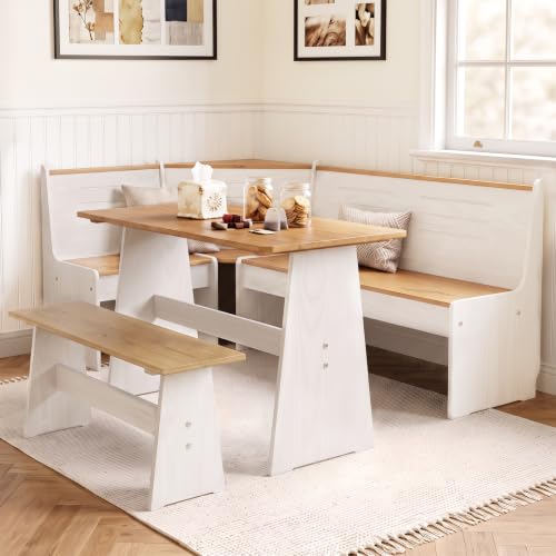 Image of Kitchen Breakfast Nook Table Set - Corner Dining Table Set for 4-6