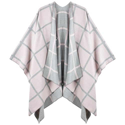 Image of Women's Shawl Wrap Poncho Ruana Cape Cardigan Sweater Open Front for Fall Winter Spring