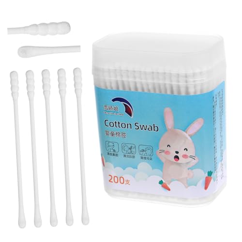 WOFASHPURET 400個 入り箱 ベビー用綿棒 丸型スパイラルヘッド 両面綿球 耳鼻ケア用 コッ 紙製 使いやすい多目的綿棒