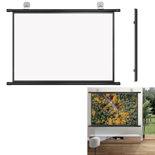 Hoiweqr Pantalla Proyector Enrollable De 60 Pulgadas 72 Pulgadas, 16:9/4:3 Pantalla De Proyección, Lejiada Proyección 4K HD, Ligero Y Compacto, para Interior Y Exterior Cine En Casa Patio(16:9,72in)