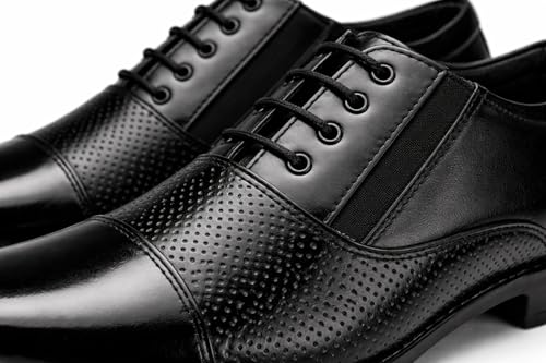 Image of BROADX Men's Stylish Comfortable Black Leather Dress Shoes, 8000B Lace up Formal Shoe's Elegant & Comfortable Office Wear Oxford Style Color Black