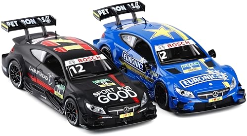 Image of 1:43 Scale Die-Cast Mercedes-Benz DTM Racing Model Car Toy - with Tray, Collectible Metal Toy Car with Openable Doors,Light,Sound & Pull-Back Action(Colour as per Stock)