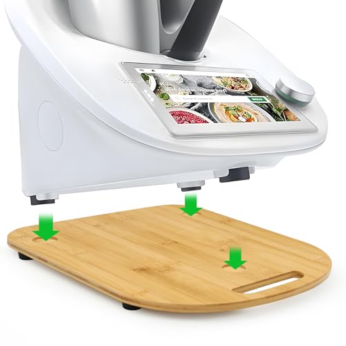 Omtofo Tavola Di Scorrimento Per Bimby Tm6 / Tm5, Base Bimby Tm6, Tavola Scorrevole per Bimby Con Ruote E Maniglia, Tappetino Scorrevole Per Robot Da Cucina, Scivolo Per Un Movimento Facile