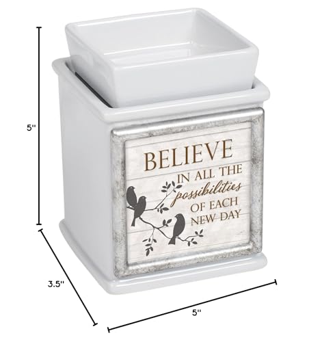 Elanze Designs Believe in Possibilities Ceramic Slate Grey Interchangeable Photo Frame Candle Wax Oil Warmer - Thumbnail 5