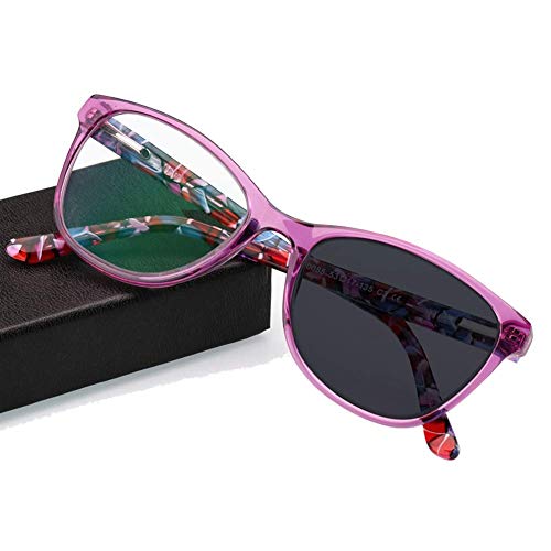 Eyetary Lunettes de Lecture Lentille photochromique de Transition - Lunettes Tendance en acétate Verres et antireflets pour la Force de grossissement des Femmes + 1 à +4 dioptries,Purple,+1.5 Cover