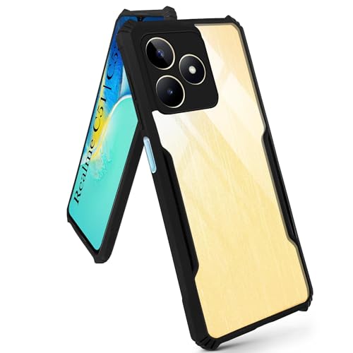 Image of Jkobi Back Case Cover for Realme C51 | Realme C53 (Shockproof with Polycarbonate Clear Panel | Professional Black)