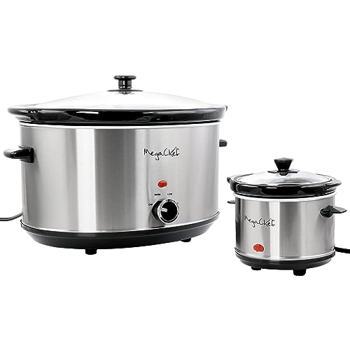 MegaChef 8 Quart Slow Cooker with Mini 0.6 Quart Warmer - Thumbnail 2