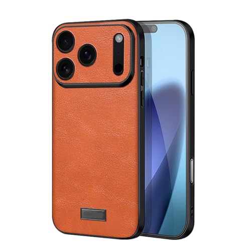 Coque cuir iPhone 17 Air antichoc orange pour éviter les rayures d'objectifs photo