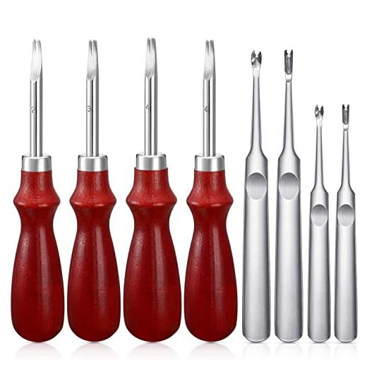 Mudder 8 Pieces Edge Leather Beveler Cutting and Leather Edge Skiving DIY Craft Tool, Hand Leather Grooving Tool for Leather Crafting Work (1.5 mm, 1.2 mm, 1.0 mm, 0.8 mm)