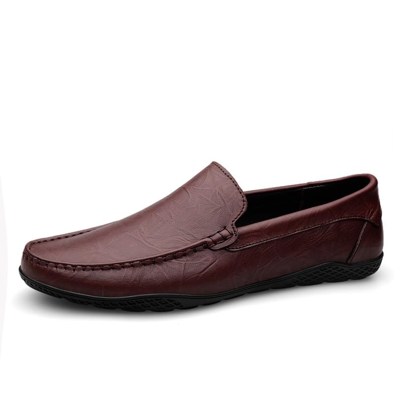 Men's Loafers Simple Round Toe Solid Color Leather Loafers Anti-Slip Comfortable Lightweight Classic Slip On2