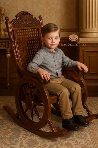 Image of Wooden Rocking Chair for Adults, Living Room Bedroom Relaxing Chair