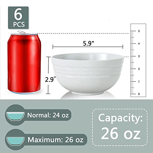 image for Homestockplus 【NOT CERAMIC】Unbreakable Cereal Bowls, 25 OZ Wheat S