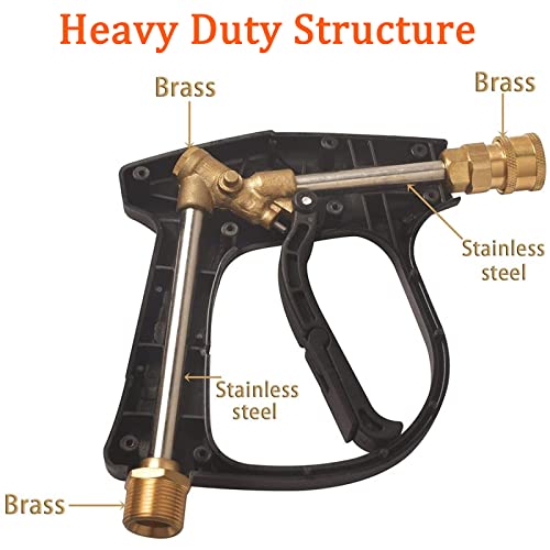 CGACOL High Pressure Power Washer Gun Kit 3000 PSI Pressure Washer Spray Gun M22-14mm/15mm Fitting and 3/8" Quick Connector with 1/4" Quick Connector for Car Pressure Power Washers - Image 3
