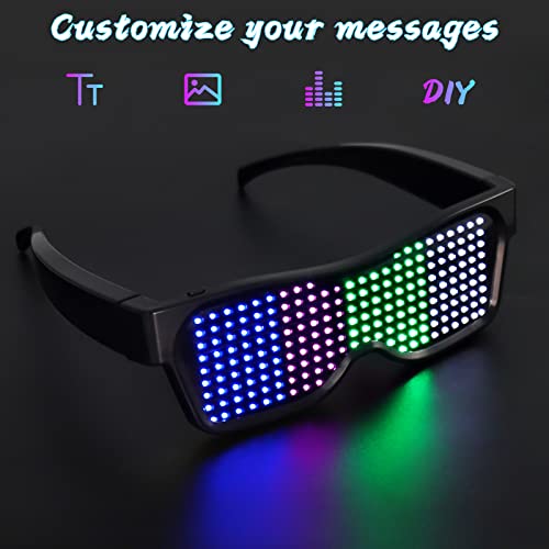 Cokotee Led Glasses, Customizable Light Up Glasses With Bluetooth Programmable, App Control Glasses With Text/Graffiti/Animation/Rhythm For Parties,Festival,Halloween(4 Colors) #TOP2