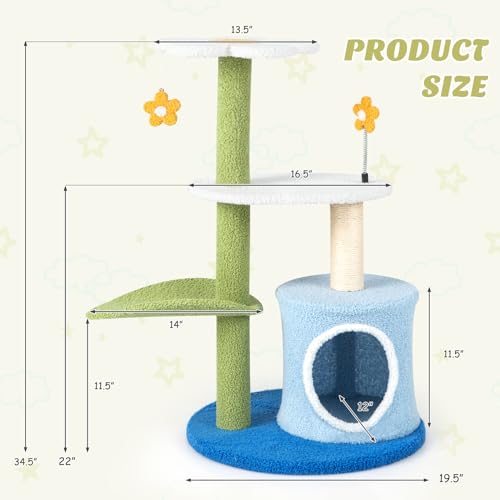 Tangkula Torre de Gato con Poste Rascador y Plataformas miniatura 4