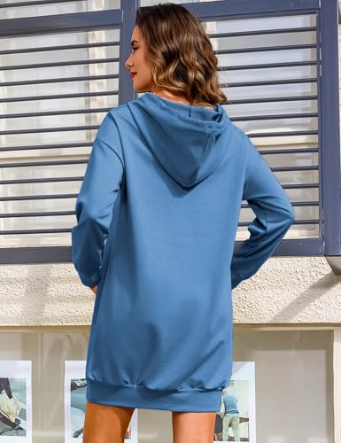 Image of Quenteen Women Hoodies Dress Hooded Sweatshirts Dress Casual Long Sleeve Tunic Dress Oversized Sweatshirts with Pocket