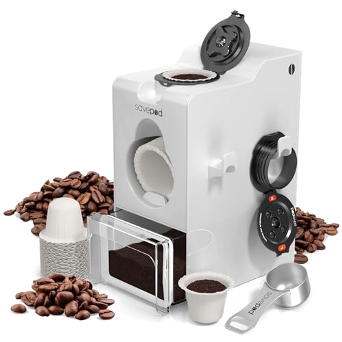SavePod Coffee Pod Maker with Reusable Coffee Pods, Compatible with Keurig and K-Cup Coffee Machines, Smart, Easy to Use & Convenient (White)