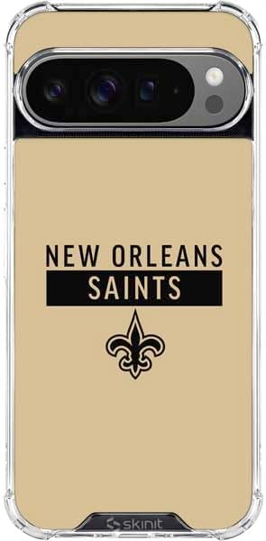 Skinit Clear Phone Case Compatible with Google Pixel 10 Pro - Officially Licensed NFL New Orleans Saints Black & White Design