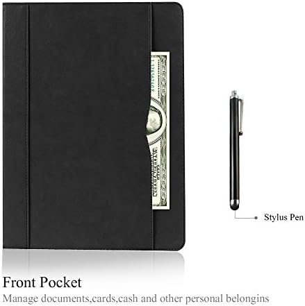Hansong Leather Folio Multiple Viewing Angles Card Pocket Stand Case for Apple iPad Air - Black