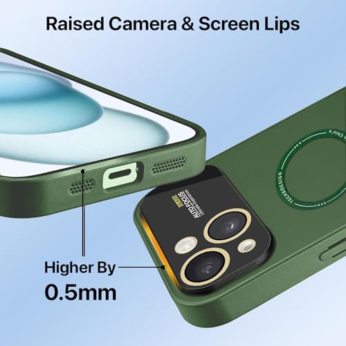 Image of Vaku Luxos Premium Silicon Polarized Back Cover for iPhone 15 Plus Texture Full Lens Protection Silicon Case Scratch Resistant Slim Thin Military-Grade Protection - Green