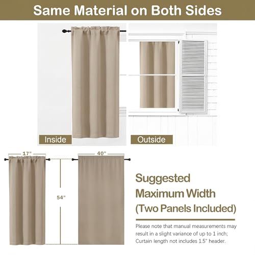 Image of Blackout Curtains for Bedroom 54 Inches Long 2 Panels, Modern Window Treatment Solid Thermal Insulated Curtains for Living Room, Dual Rod Pocket Blackout Drapes, 2x40Wx54L, Biscotti Beige